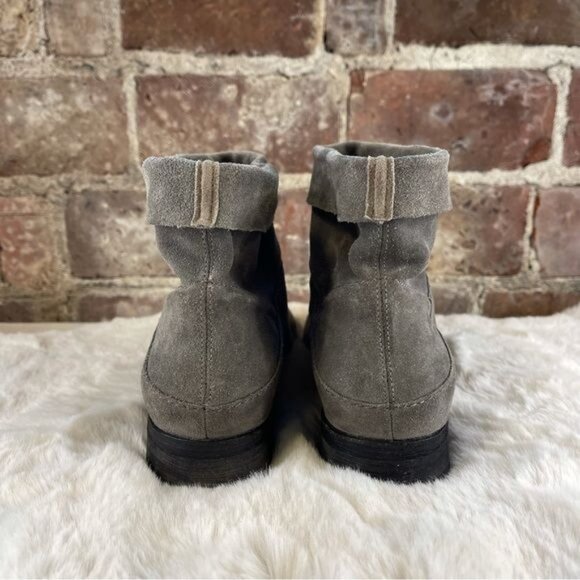 Eileen Fisher Gray Suede Ankle Booties Boots Sz 8.5 - Picture 4 of 7
